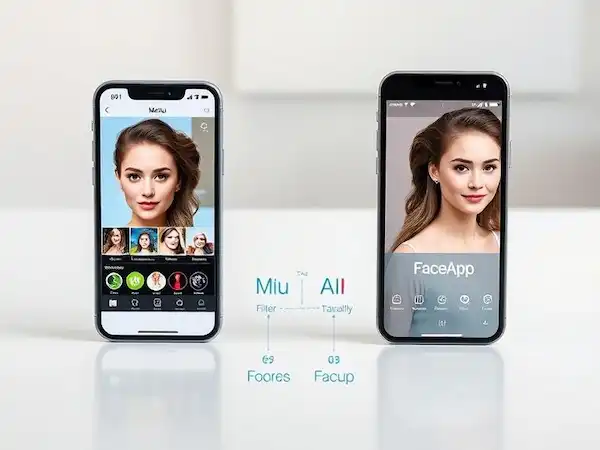 مقارنة بين تطبيق Meitu و FaceApp لتحرير الصور.
