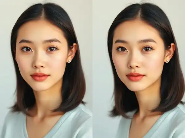 مقارنة الصور قبل وبعد باستخدام تطبيق Meitu.
